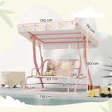 AIYAPLAY Kids Garden Swing Chair with Adjustable Canopy, Safety Belt, 2 Seater Hammock Swing Bench for Patio, Porch, Pink