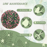 HOMCOM Set of Two Artificial Boxwood Balls Plants - Pink