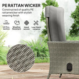 Outsunny 105-150 Reclining Rattan Chair - Grey