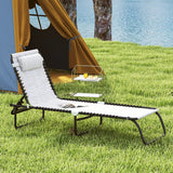Outsunny Set of Two Folding Sun Loungers, with Four-Position Backs - Cream