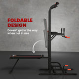 HOMCOM Multifunction Power Tower Home Workout Dip Station w/ Sit-up Bench Push-up Bars and Tension Ropes Fitness Equipment Office Gym Training