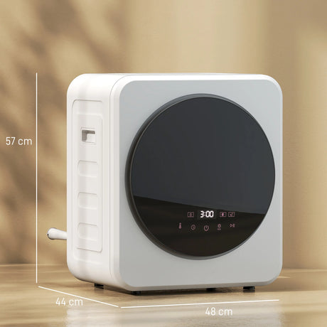 HOMCOM 4kg Vented Tumble Dryer, 800W Compact Freestanding Front Tumble Dryer with Stainless Steel Tub and Customisable Timer, Wall-Mounted Portable Small Clothes Drying Machine, White