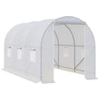 Outsunny 3.5 x 2 x 2 m Polytunnel Greenhouse, Walk-in Green House for Garden with Mesh Windows, Galvanised Steel Frame, White