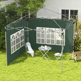 Outsunny Gazebo Side Panels, Sides Replacement with Window for 3x3(m) or 3x4m Pop Up Gazebo, 2 Pack, Green