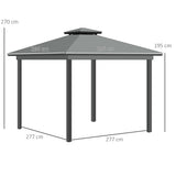Outsunny 3 x 3(m) Patio Gazebo Canopy Garden Pavilion Tent Shelter Marquee with 2 Tier Roof, Netting and Curtains, Light Grey