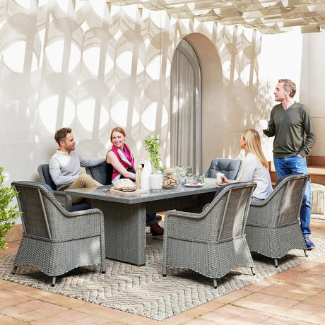 Outsunny Seven-Piece Rattan Dining Set - Mixed Grey