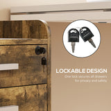 HOMCOM 3 Drawer Filing Cabinet with Lock, Rolling File Cabinet with Edged Top for Letter, A4 Size, Hanging File Folders