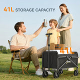 Outsunny 41L Festival Trolley on Wheels, Compact Garden Folding Trolley Cart, 60kg Heavy Duty Collapsible Foldable Wagon with Adjustable Handle and Carrying Bag for Beach, Camping, Festival, Black