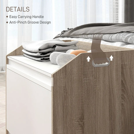 HOMCOM 60 x 35.5cm Storage Ottoman Box, with Top Seat - White