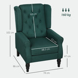 HOMCOM Wingback Accent Chair, Retro Upholstered Button Tufted Occasional Chair for Living Room and Bedroom, Dark Green