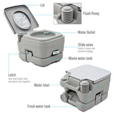 HOMCOM 10L Portable Toilet for Adults, Outdoor Camping Toilet with 2 Detachable Tanks & Push-button Operation, Compact Outdoor Travel Potty Loo with Lid, Seat for Fishing, Hiking, Picnic, Grey