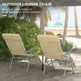 Outsunny Set of Two Sun Loungers, with Five-Position Adjustable Backs - Beige