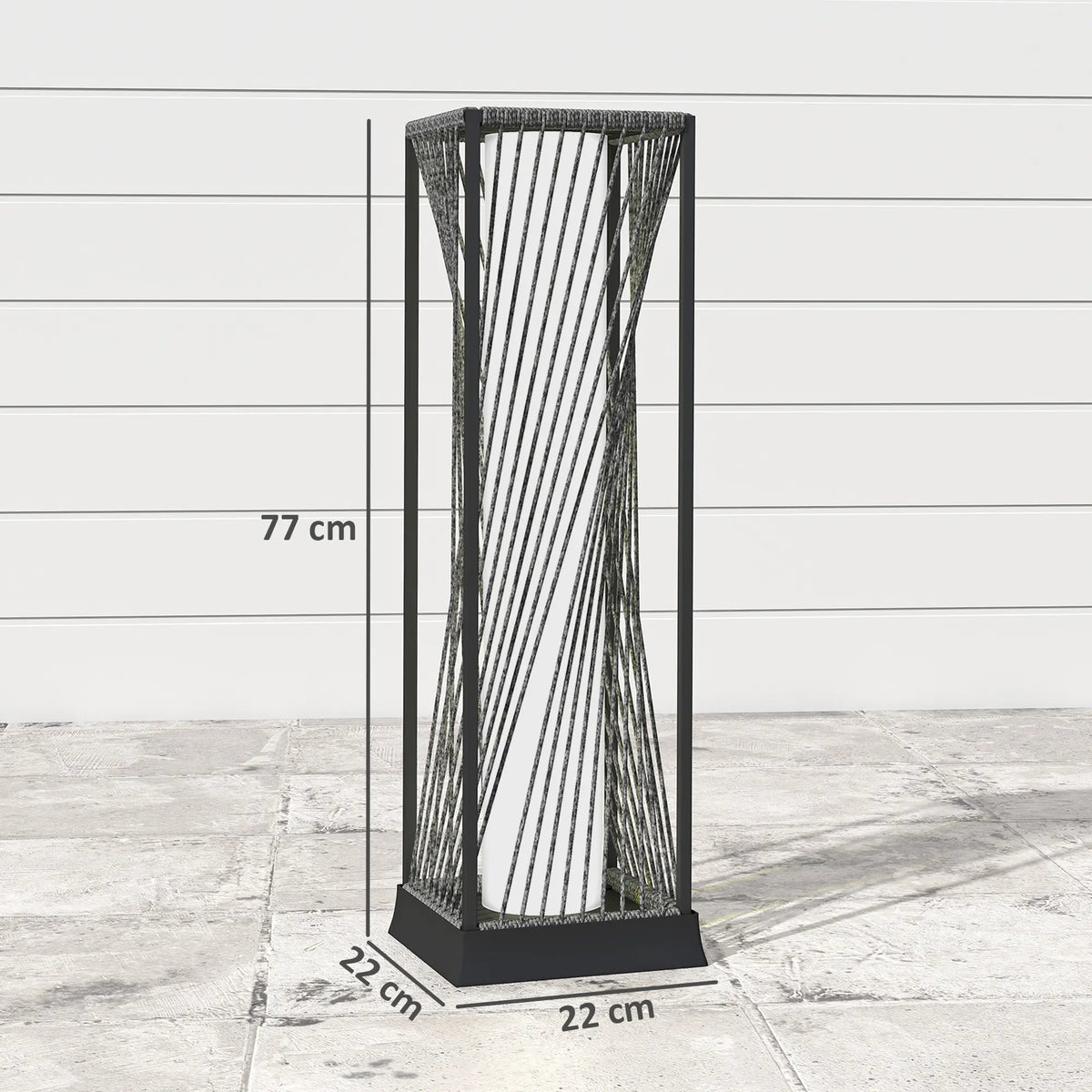 Outsunny Garden Rattan Lamp, 77 cm Tall Solar Rattan Floor Lamp, Solar Garden Light with Auto On/Off LED Lights, IP44 Waterproof for Outdoor, Porch, Pathway, Deck, Grey