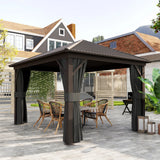 Outsunny 3.6 x 3 m Aluminium Hardtop Gazebo, with Accessories - Dark Grey