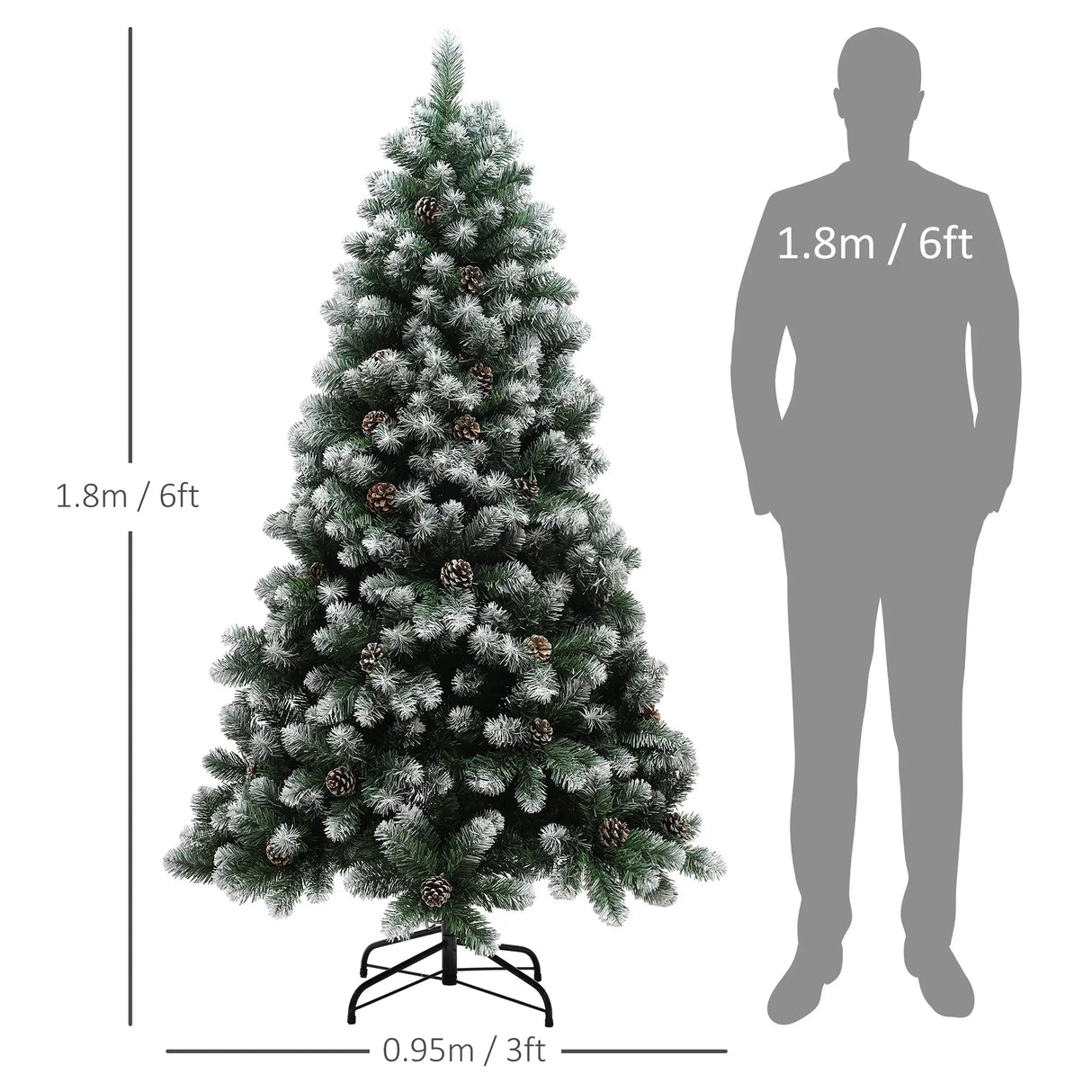 HOMCOM 6ft Snow-Dipped Artificial Pine Christmas Tree