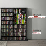 HOMCOM 16-Compartment Media Shelf - Black