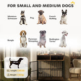 PawHut Dog Crate Furniture, Dog Cage with Rotatable Feeding Station and Storage Shelves, End Side Table Indoor Pet Kenne