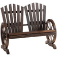 Outsunny Fir Logs Love Seats with Wheel-Shaped Armrests, Large Load-Bearing Chair, Natural Wood Grain