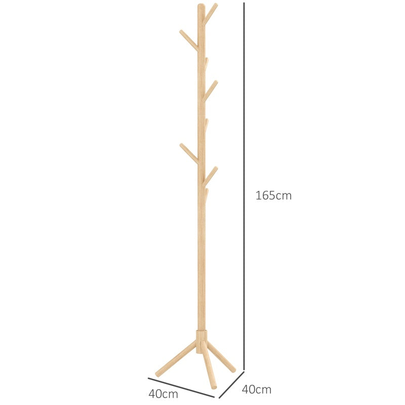 HOMCOM Eight-Hook Wooden Coat Rack - Natural