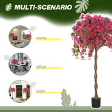 HOMCOM Set of 2 Decorative Artificial Plants, Murraya Flowers in Pots, Fake Plants for Home Indoor Decor, 120cm, Red