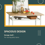 HOMCOM Bar Table Set, Bar Table and Stools Set, Footrest and Storage Shelf, for Kitchen, Dining Room, Pub, Cafe, White and Oak