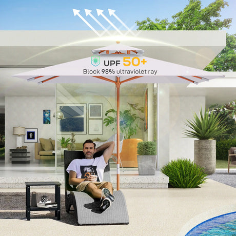 Outsunny 3 m Square Garden Parasol - Grey