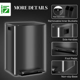 HOMCOM 60L Dual Compartment Stainless Steel Bin, with Deodoriser Holders - Black