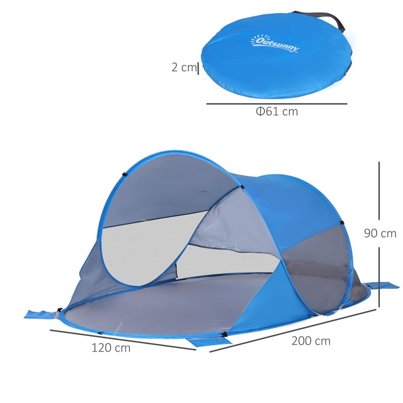 Outsunny Fibreglass Frame 2 Person Pop-Up Lightweight Camping Tent Blue