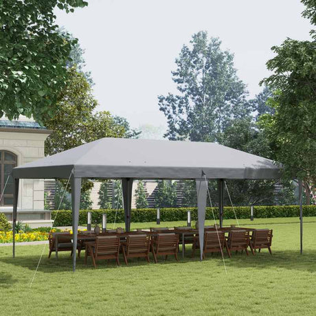 Outsunny 3 x 6 m Pop Up Gazebo, Foldable Canopy Tent, Height Adjustable Wedding Awning Canopy w/ Carrying Bag, Grey