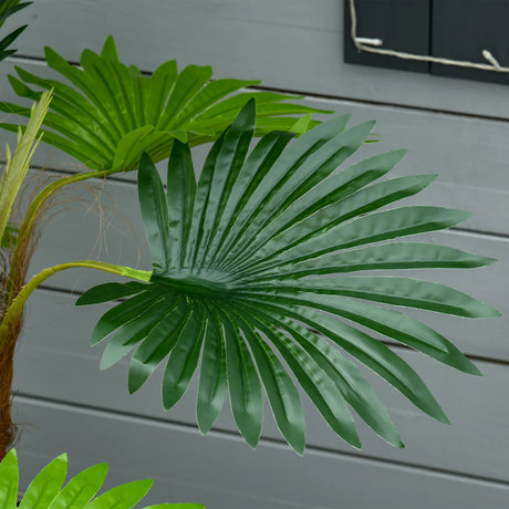HOMCOM 2 Pack Artificial Plant Palm Tree in Pot, Fake Plants for Home Indoor Outdoor Decor, 135cm, Green
