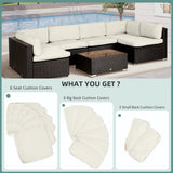 Outsunny Replacement Cushion Covers for Garden Sofa Set, Garden Rattan Sofa Cushion Polyester Cover Replacement Outdoor - No Cushion Included, Cream