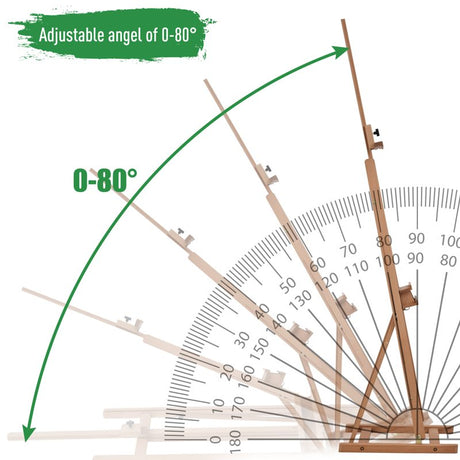 Vinsetto Wooden Easel Stand H-Frame Artist Easel with 171-230cm Adjustable Height and 0-80° Working Angles Beech Wood Art Easel for Displaying Painting Wedding Sign Nature Wood Finish