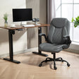 HOMCOM Faux Leather Office Chair. with Flip-Up Armrests - Charcoal Grey