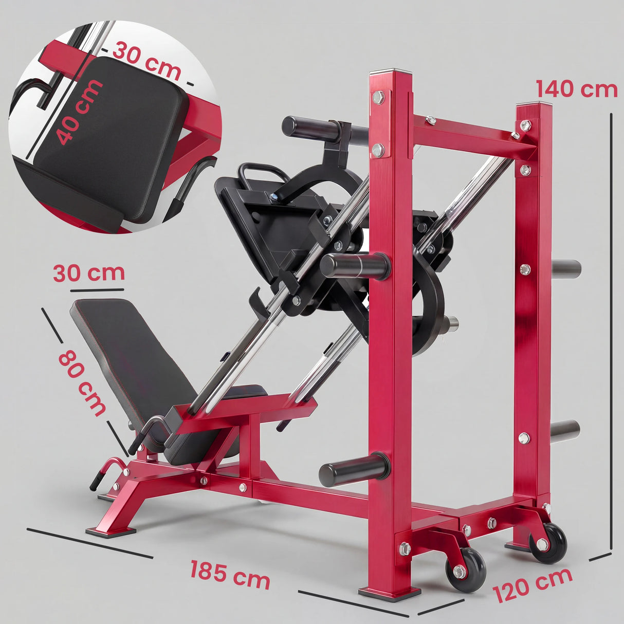 SPORTNOW Leg Press Machine with Wheels and Calf Block, Adjustable Squat Machine for Home Gym, 455KG Capacity