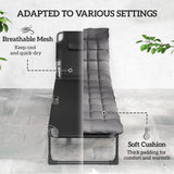 Outsunny Folding Sun Loungers for Garden Set of 2, 5-Position Oversized Camping Bed Recliner with Cushions, Dark Grey