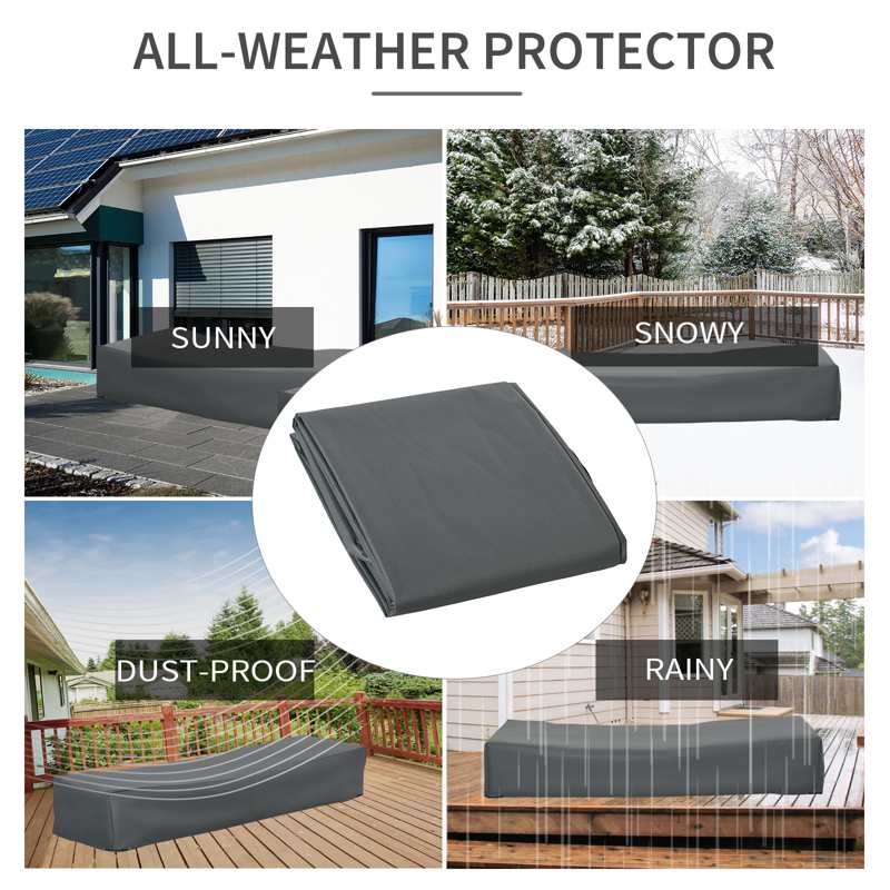 Outsunny 200x73cm Outdoor Garden Rattan Furniture Protective Cover Water UV Resistant Grey