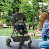 HOMCOM Foldable Baby Stoller, with Reclining Backrest, Adjustable Canopy, for Ages 0-36 Months - Black