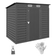 Outsunny 4 x 6ft Galvanised Metal Garden Shed, with Locking Door - Grey