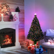 HOMCOM 4FT Pre-Lit Fibre Optic Artificial Christmas Tree Holiday Xmas Dcor with Tree Topper Multi-Colour