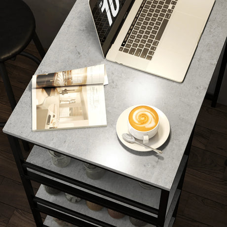 HOMCOM Three-Piece Kitchen Dining Set, with Shelves - Grey/Black