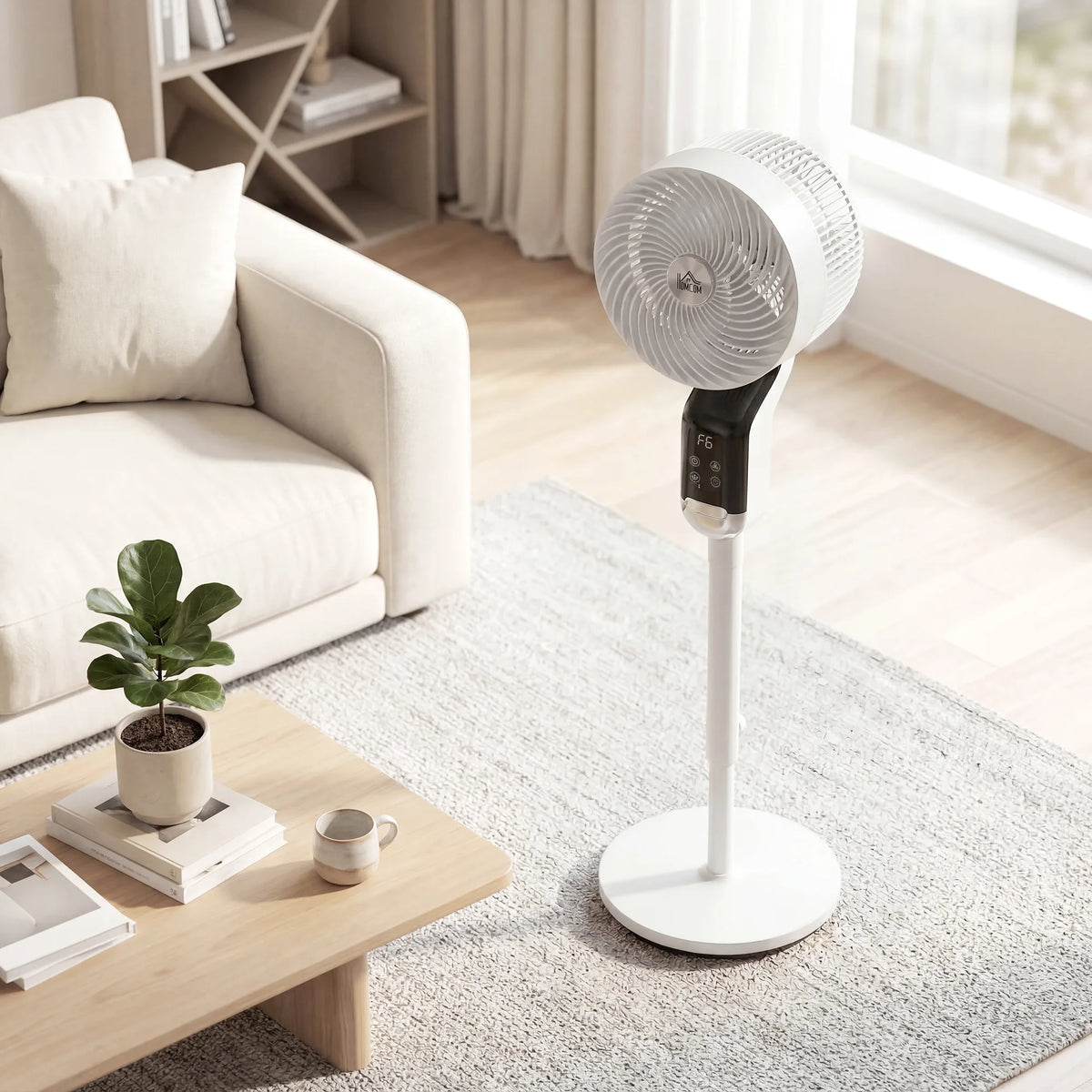 HOMCOM 20 dB Silent Standing Fan, 41in Pedestal Fan with Remote, Oscillating, 8 Speeds, Adjustable Height, 12H Timer
