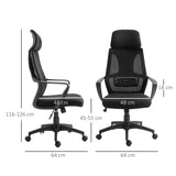 Vinsetto High Back Office Chair with Headrest, Adjustable Height, Mesh Material for Office Use, Black