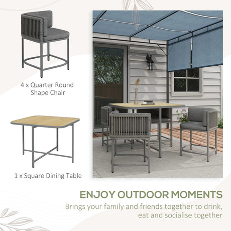Outsunny 4-Seater Rattan Cube Garden Furniture Set with Cushions - Grey