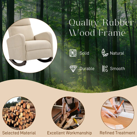 HOMCOM Corduroy Rocking Armchair - Beige