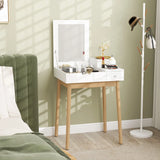 HOMCOM Dressing Table with Flip-up Mirror, Makeup Desk with 2 Drawers, Vanity Table Writing Desk for Bedroom Living Room, White