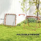 HOMCOM Double Sided Football Rebounder Net, Football Rebound Goal with Five Adjustable Angles, Orange