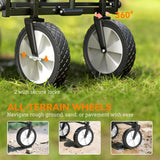 Outsunny 90L Festival Trolley on Wheels, Folding Camping Trolley Cart with Adjustable Handle, Portable for Outdoor, Garden, Shopping, Fishing, Navy Blue