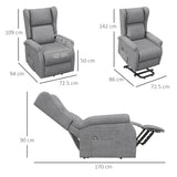 HOMCOM Power Lift Recliner Armchair, Electric Lift Chair for Elderly, Fabric Riser and Reclining Chair with Wingback, Remote Control, Side Pockets, Footrest, for Living Room, Grey