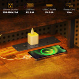 HOMCOM LED Computer Desk, with Power Outlets and Shelves - Rustic Brown