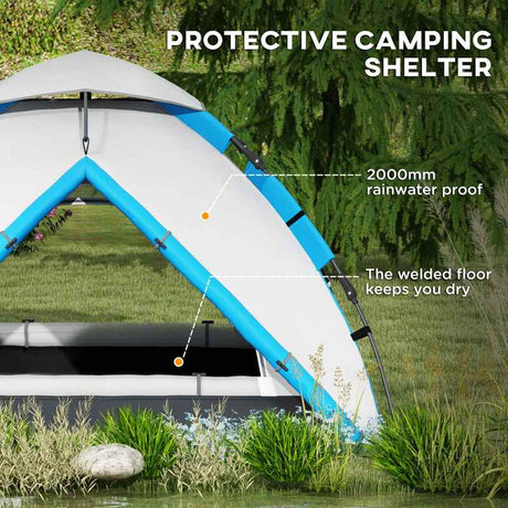 Outsunny Two-Man One Room Camping Tent, with Accessories - Blue